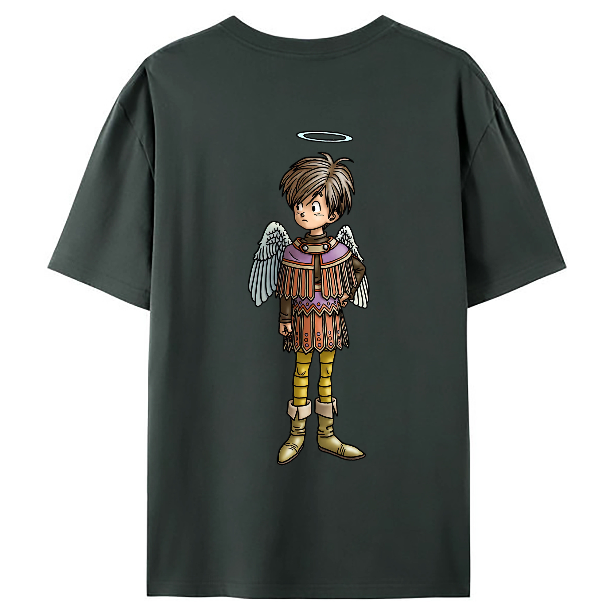 （画像用） ドラゴンクエスト Doragon Kuesuto Dragon Quest 綿100％ メンズ半袖Tシャツ（バックプリント） 通気性